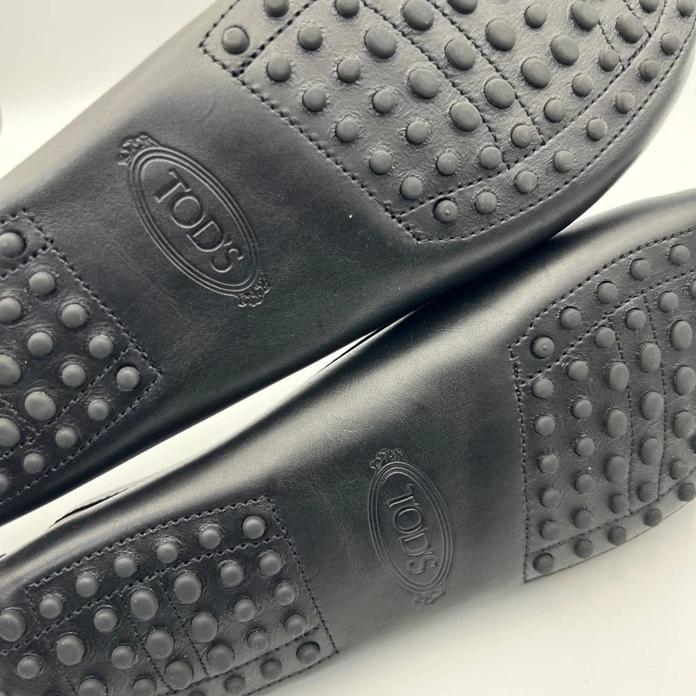NEW Tods Womens Gommino Driving Penny Loafers Shoes Black Leather Slip On 11 - Picture 10 of 11